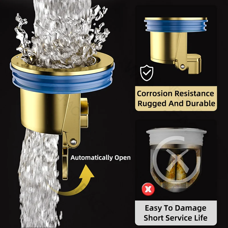 Brass Floor Drain Core Large Size Odor and Insect Proof Floor Drain Core Sewer Rapid Drainage Bathroom Floor Drain Core Quick In