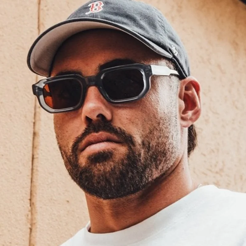 Gafas de sol rectangulares para hombre y mujer, lentes de diseñador de marca lujosa, informales, de plástico, con personalidad, para exteriores, nuevas