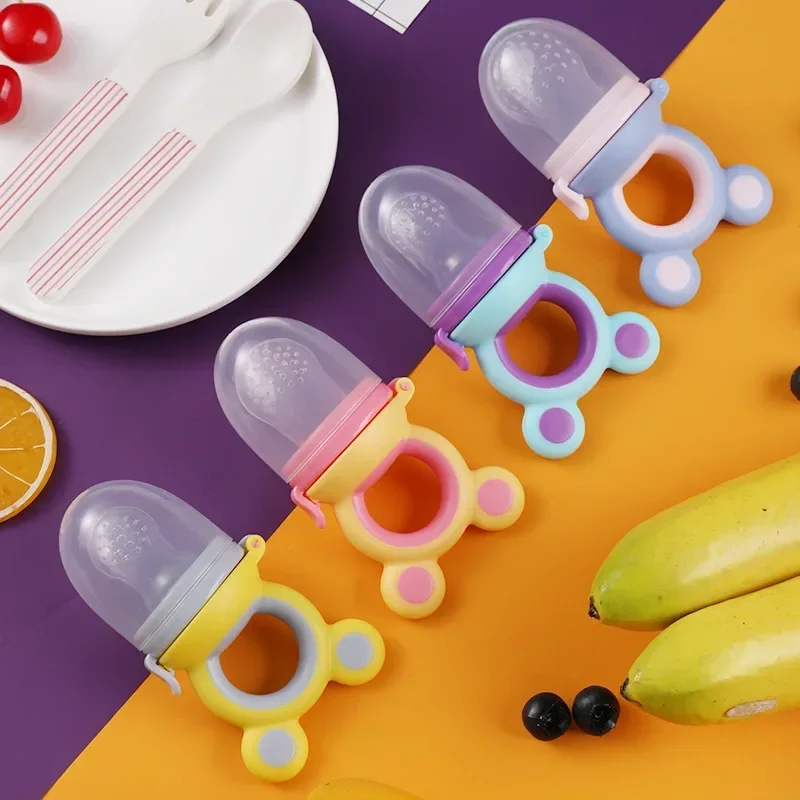 Baby Feeder ซิลิโคนอาหารสด Nibbler เด็กสาวหมีหูผลไม้ให้อาหารเด็กทารกน่ารักอุปกรณ์จุกนมหลอกขวด