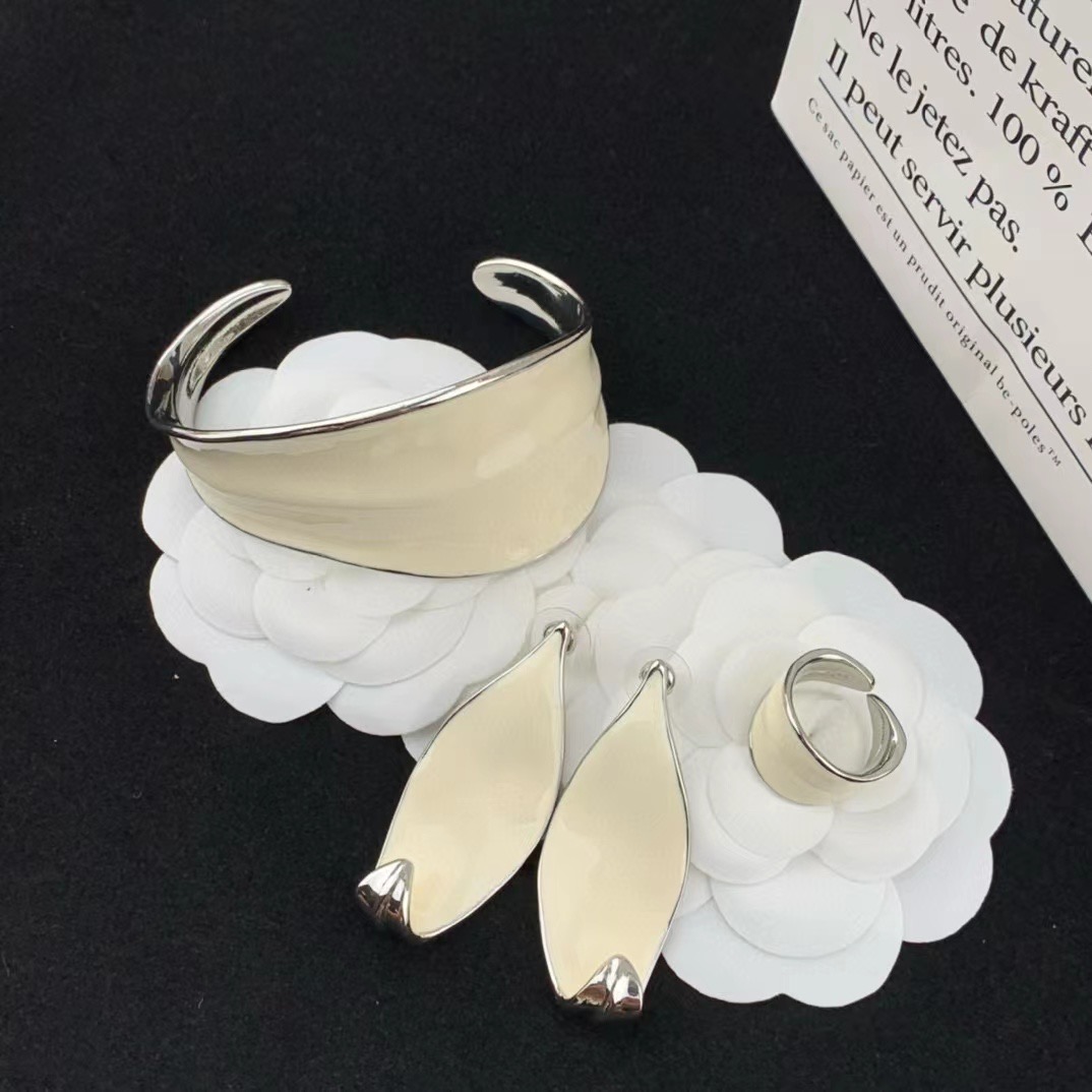 Pendientes irregulares de esmalte blanco para mujer y niña, pulsera Vintage, accesorios de joyería