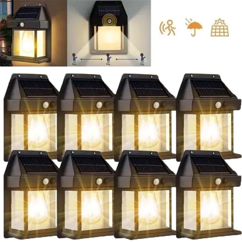 1/2/4/8 luces solares de pared IP44 Sensor de movimiento linterna LED montada en la pared adecuada para iluminación exterior en cubiertas de porche de patio