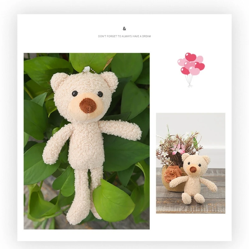 Y1UB Thú nhồi bông sang trọng Gấu nhỏ dễ thương Bunny Móc khóa lô Túi xách Mặt dây chuyền
