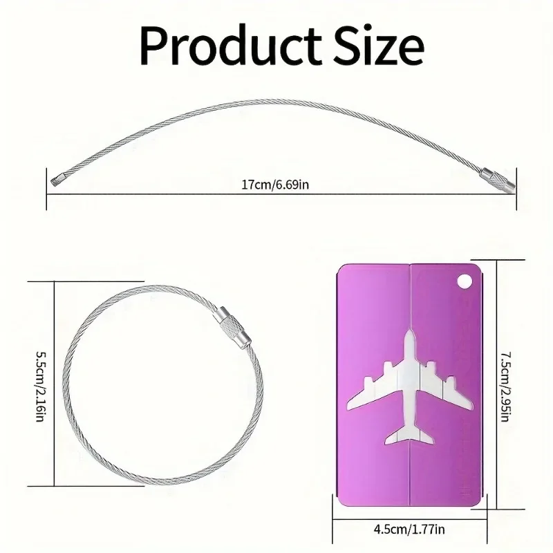 Etiqueta de bagagem de viagem de alumínio premium identificação de bagagem durável com suporte de cartão de visita etiqueta de moda acessórios de viagem