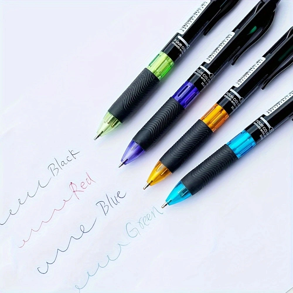 4 In 1 Multicolor ปากกาลูกลื่นสีสันสดใสปากกามัลติฟังก์ชั่นนักเรียนเขียนโรงเรียนสํานักงาน Kawaii อุปกรณ์