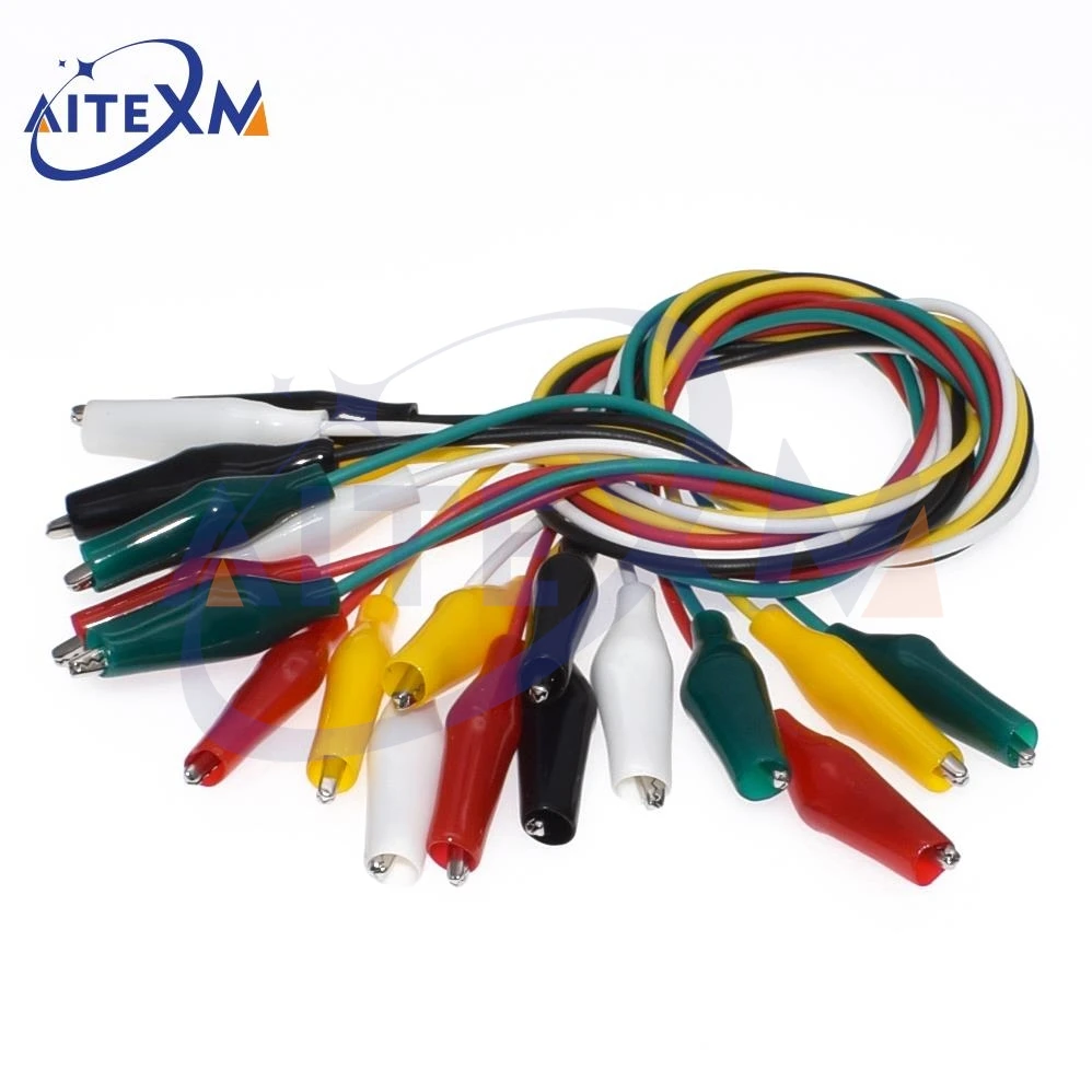 AITEXM 2 ชุด/20 PCS คลิปจระเข้ไฟฟ้า DIY จระเข้ Double-ended คลิปจระเข้ Roach คลิปทดสอบสายจัมเปอร์ 46 ซม.