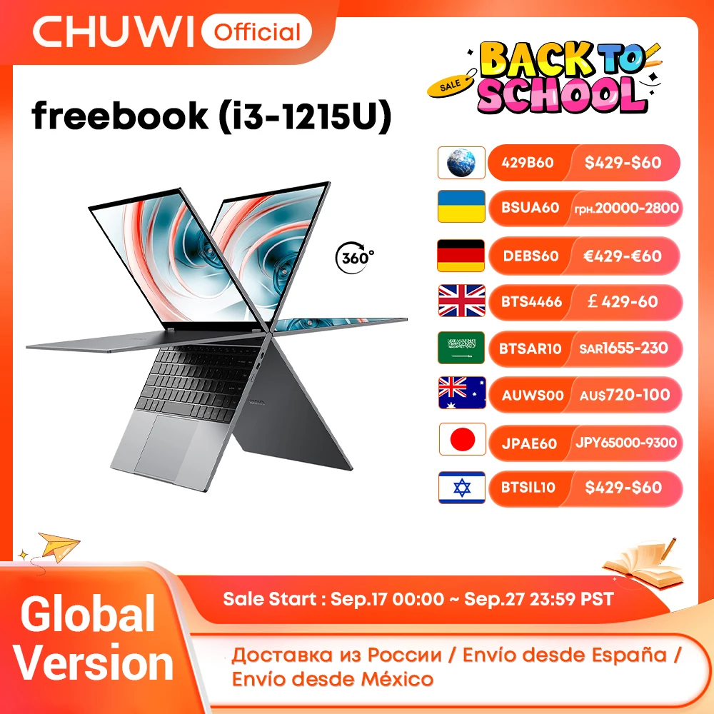 Laptop CHUWI FreeBook i3-1215U / N150 Procesor 13,5-calowy ekran IPS Laptop 2 w 1 Tablet PC 12 GB RAM 512 GB SSD Obsługa rysika