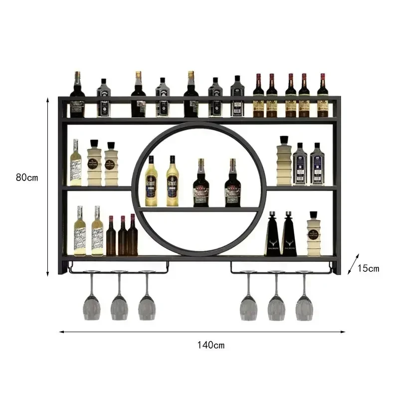 Iron Bar Counter,Wine Rack,Wall Mounted Wine Cabinet, Wall Mounted Bar, Red Wine Restaurant, Wall Mounted Bottle Display Cabinet