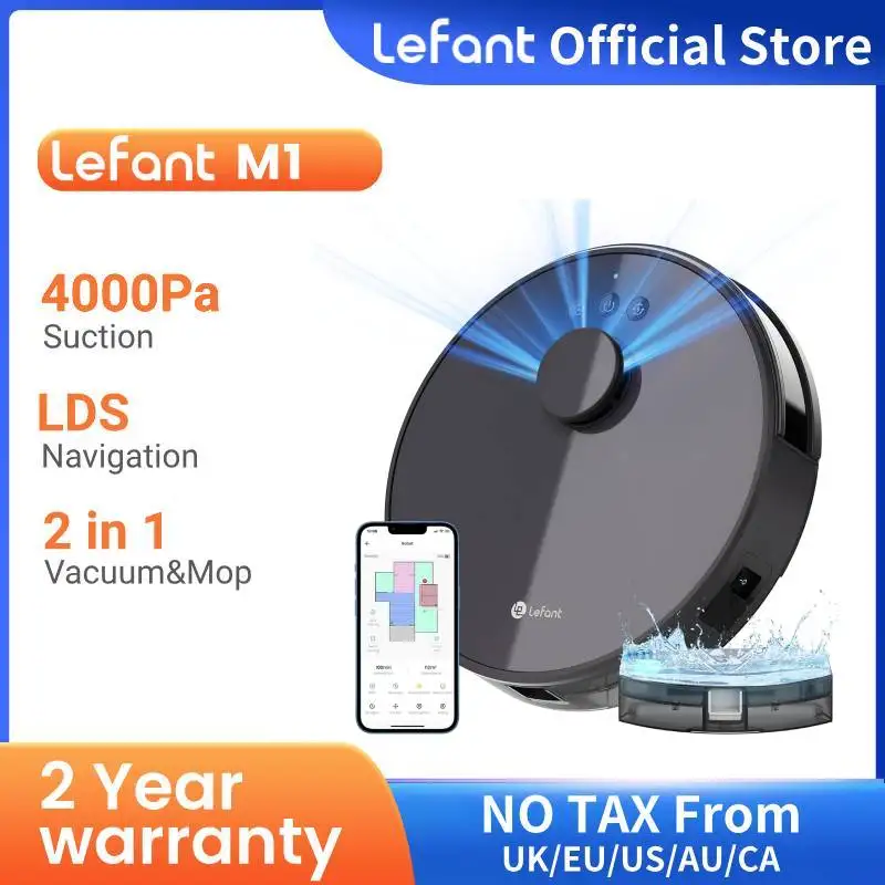 Lefant M1 Roboter-Staubsauger mit Mopp, LDS-Lidar-Navigation, 4000 Pa, intelligente geplante Kartierung, Heim-Bodenwasch-Teppich, Tierhaare