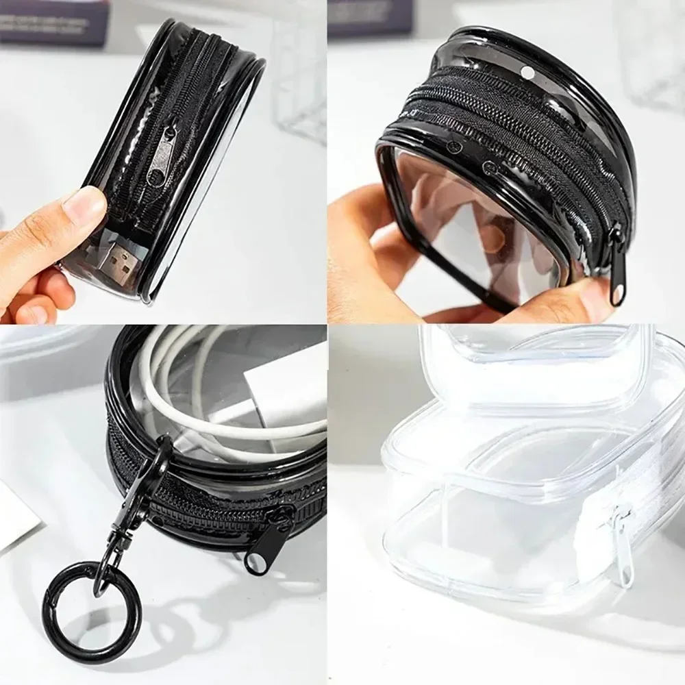 Estuche para auriculares, Protector transparente colorido, caja de 1/2 Uds., muñecas de peluche, bolsa organizadora de exhibición para exteriores con llavero, accesorios para muñecas