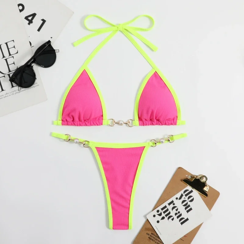 Sexy deux pièces ensemble de Bikini femmes imprimé aléatoire ensemble de Bikini maillot de bain Push-Up maillots de bain de plage de sable maillot de bain