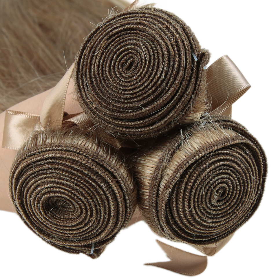 28 インチストレート人毛バンドルブロンドブラジル人毛織りシングルバンドルゴールデンブラウン人毛エクステンション