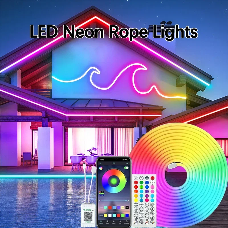 Luce di striscia LED 24V Bluetooth Luce al neon RGB impermeabile con telecomando Sincronizzazione musicale Camera da letto fai da te Decorazione della casa Luce ambientale