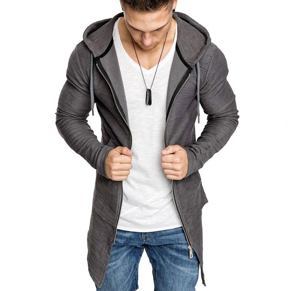 Popular Cardigan Coat Male Solid Color Autumn Winter Slim Pure Color Jacket  Men Coat Windproof