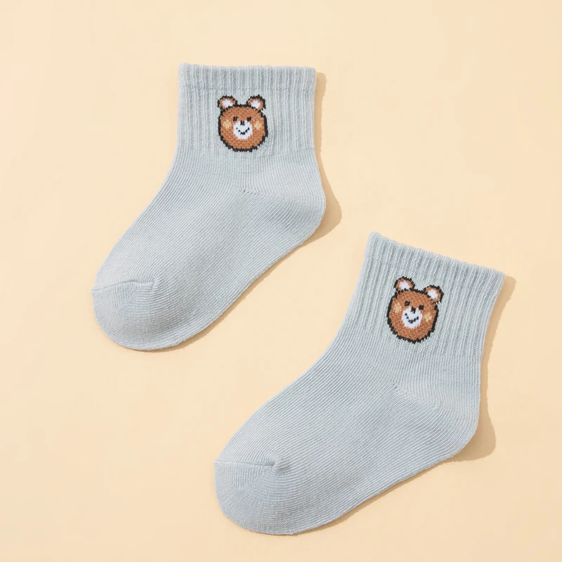 10 pares de calcetines cortos elásticos informales a media pantorrilla con bonito osito, calcetines para bebés, calcetines para niños, calcetines para niñas, calcetines para niños