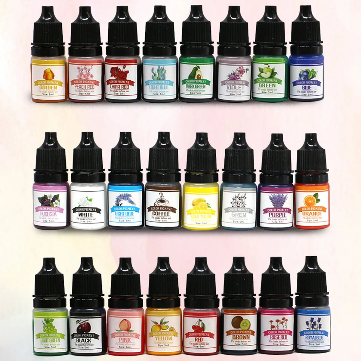 Pigmento epóxi 24 cores 5ml resina epóxi corante líquido resina epóxi corante para resina arte pintura jóias artesanato coloração