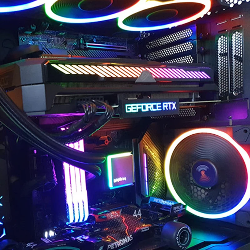 Panel lateral de tarjeta gráfica RGB para RTX 4080 4090 3080 3090 AMD RX6900 7900 GPU modificar 5V 3PIN ARGB AURA SYNC PC Case DIY MOD