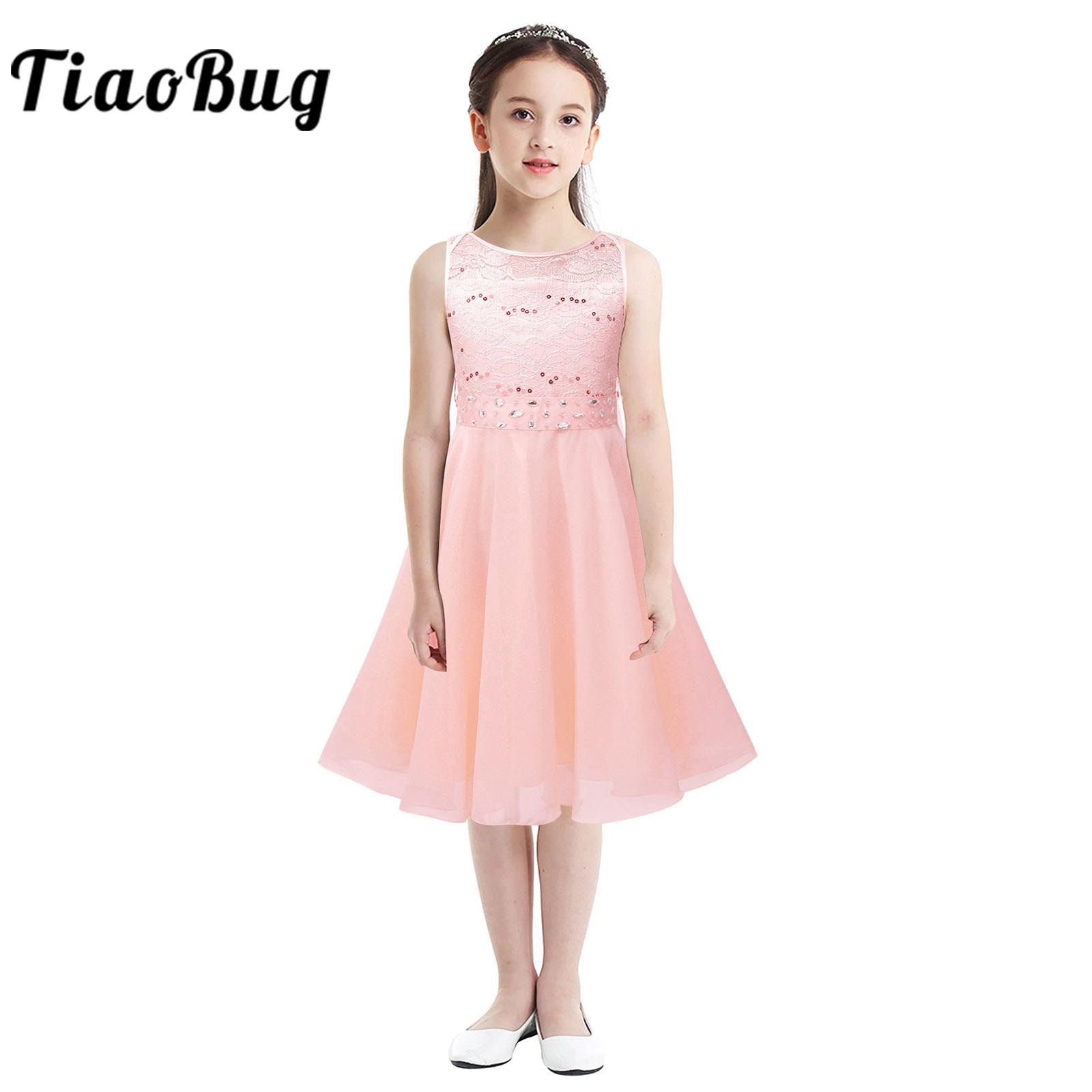 Mädchen Hochzeit Party Kleid Ballkleid Prom Pailletten Prinzessin Spitze Blumen Mädchen Kleider Formelle Anlässe Brautjungfer Pageant Vestidos