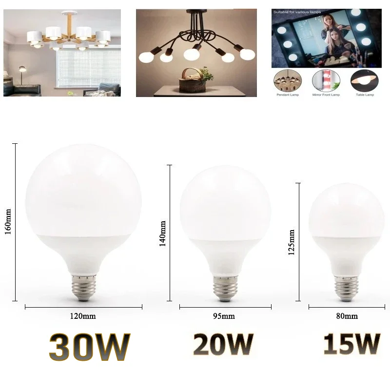Lampadine a LED E27 30W 20W 15W 7W 220V 230V G80 G95 G120 Lampada a risparmio energetico a luce globale Lampada a LED Lampadina a LED Lampada a LED