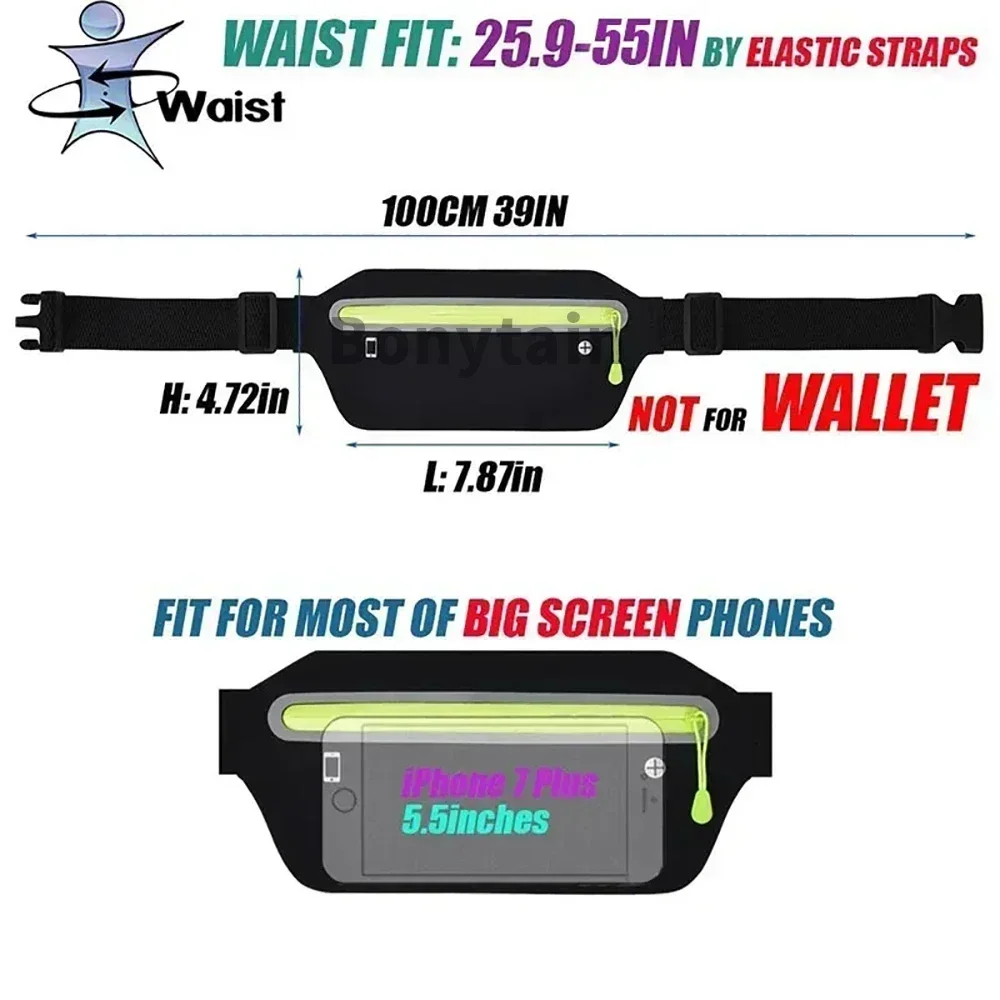 ฟิตเนสกลางแจ้ง Ultra-thin โทรศัพท์มือถือเอวกระเป๋ากีฬากระเป๋ากันน้ํากระชับเหรียญผู้ถือบัตรกระเป๋าเข็มขัด