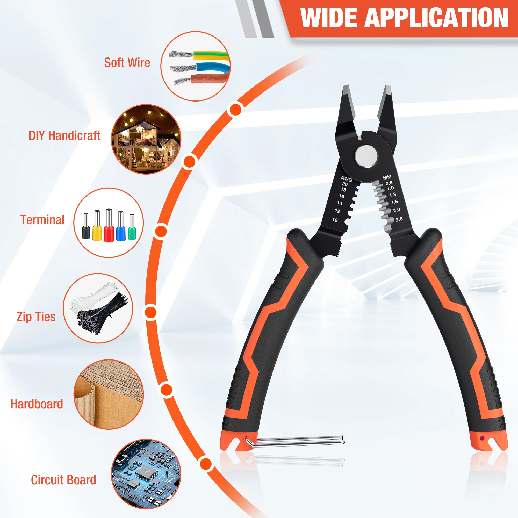 Valuemax-Alicates diagonales universales 2 en 1, cortadores de cables eléctricos de 6 ", pelacables, corte lateral, alicates al ras, herramienta de mano