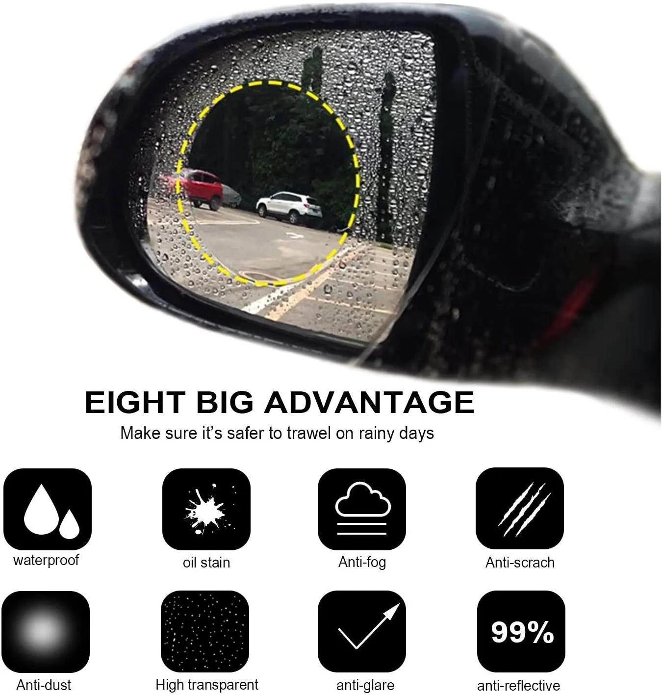 2 uds película impermeable para coche espejo retrovisor de coche protector a prueba de lluvia antiniebla película impermeable membrana accesorios adhesivos para coche