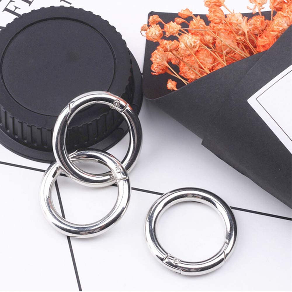 5 Stück Metall-O-Ring-Federverschlüsse für DIY-Schmuck, zu öffnende runde Karabiner-Schlüsselanhänger-Taschenklammern