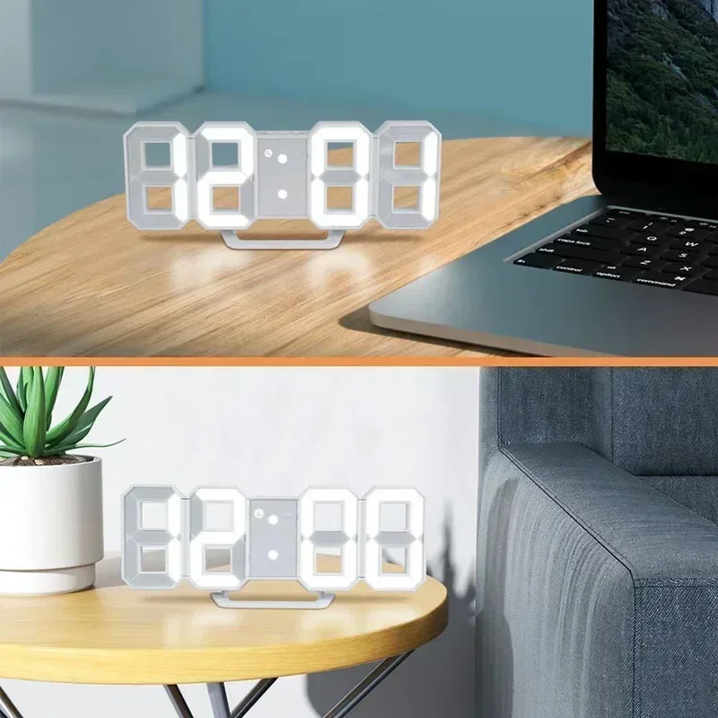 "Modern 3D LED Digital Wall Clock - Stylish Multifunctional Home Decor with USB Power, Perfect for European Interiors"