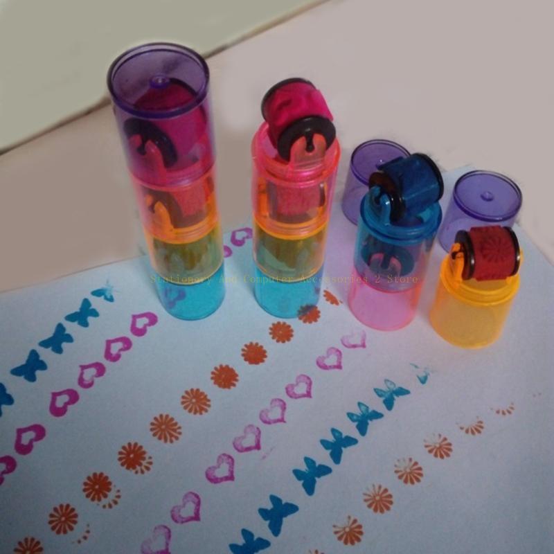 Baby bunte Pad Stempel Stempel Seal Vorschule Lustige Spielzeug Lernen Cartoon DIY Roller