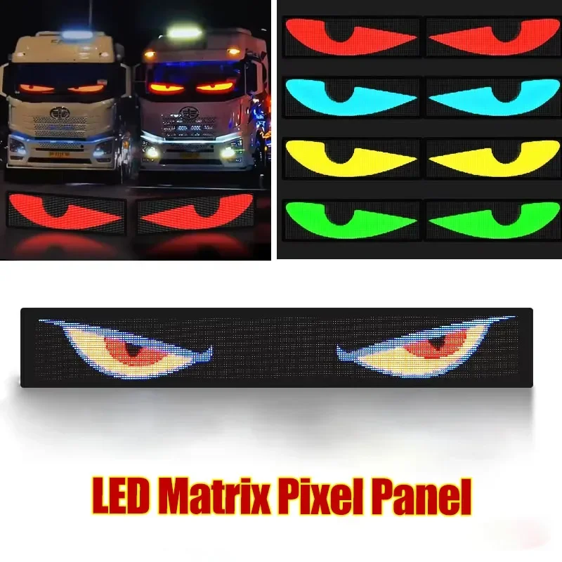 Demon olhos carro led logotipo app led matriz pixel painel luz noturna diy programável flexível display led para carro caminhão accessorie
