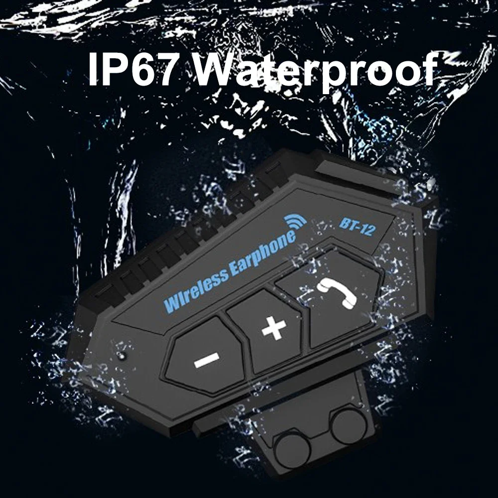 BT12 Bluetooth Motorhelm Headset Draadloze Handsfree Stereo Muziekspeler Luidspreker Hoofdtelefoon Ondersteuning Auto/Handmatig bellen