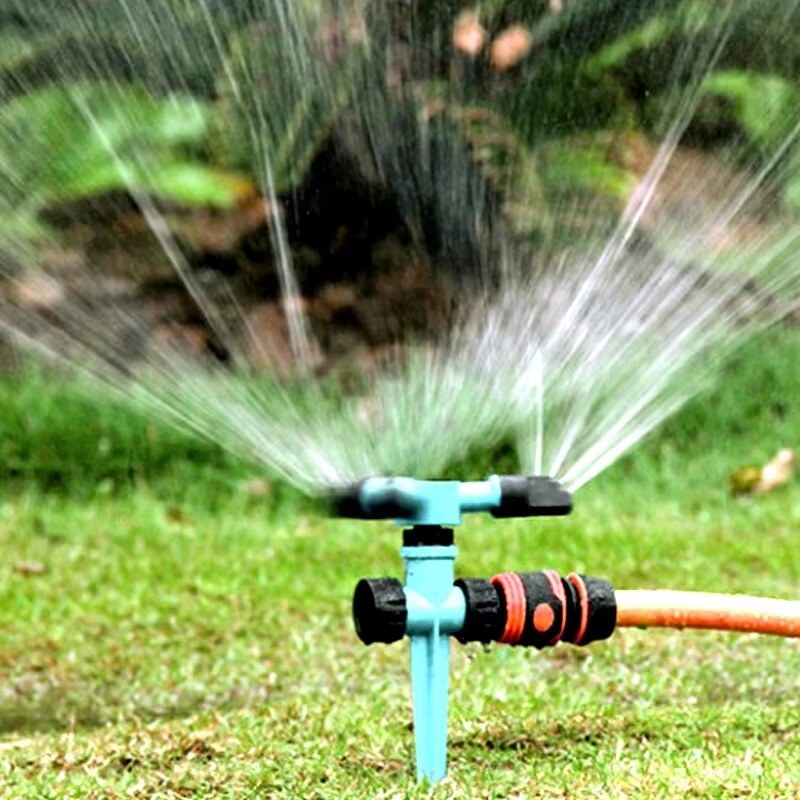 1pc Garden Sprinkler,Rotating Lawn Sprinkler For Yard 360-DegreeAutomatic Rotating Three-Fork Sprinkler Head Lrrigation RotarySp