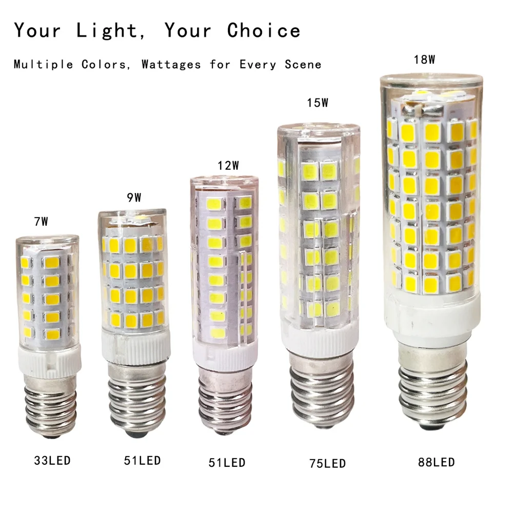 E14 LED トウモロコシ電球 7W 9W 12W 15W 18W、220-240V 2835 SMD、360 °   ビーム角、ハロゲンシャンデリア交換用の明るいミニライト
