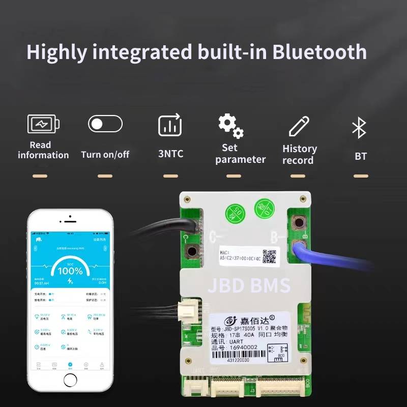 7S ~17S JBD Bluetooth Smart BMS 10S 12S 13S 14S 16S Защитная плата литиевой батареи 24 В 36 В 48 В 52 В 60 В Li-ion Lipo 20A 40A 60A