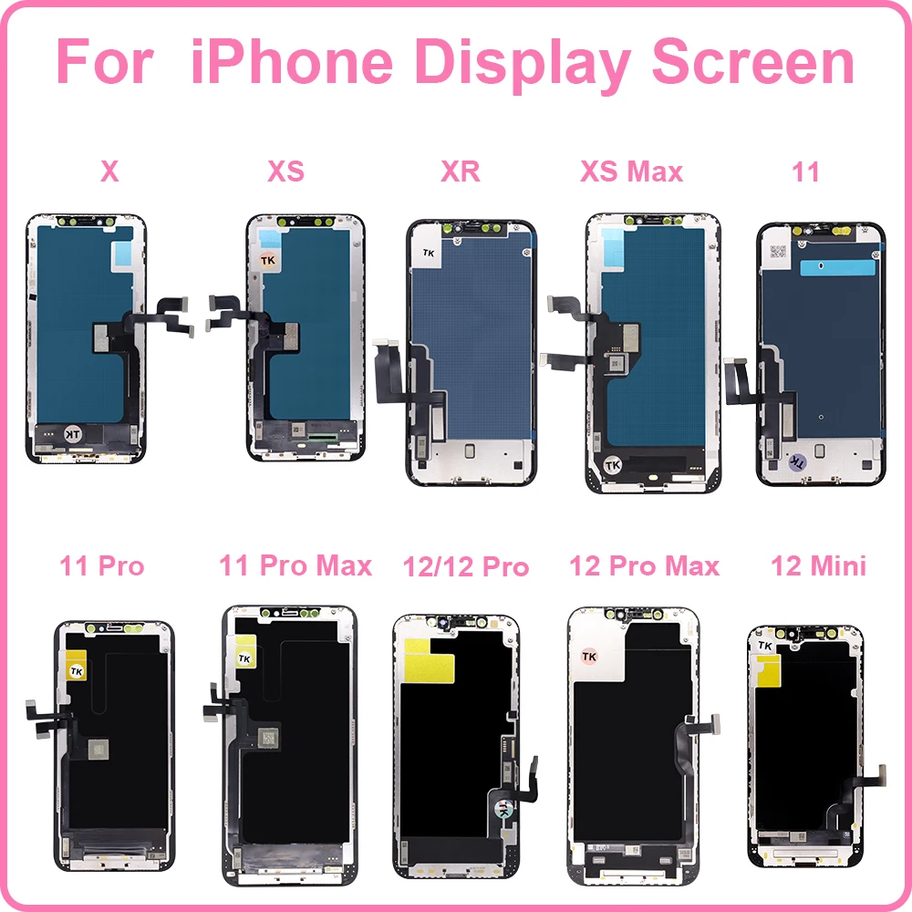 AAA+++ NEW OLED for iPhone XS Max X XR LCD Incell for iPhone 11 15 14 Pro Max 13 Mini 12 Plus OLED Display Digitizer Component