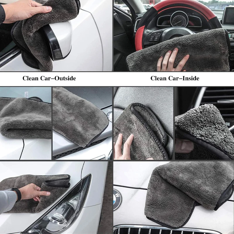 Toalha de carro de fibra ultrafina ultra grossa, não derramada, pano de limpeza de carro, pano de limpeza para cuidados com o carro, lavagem e polimento