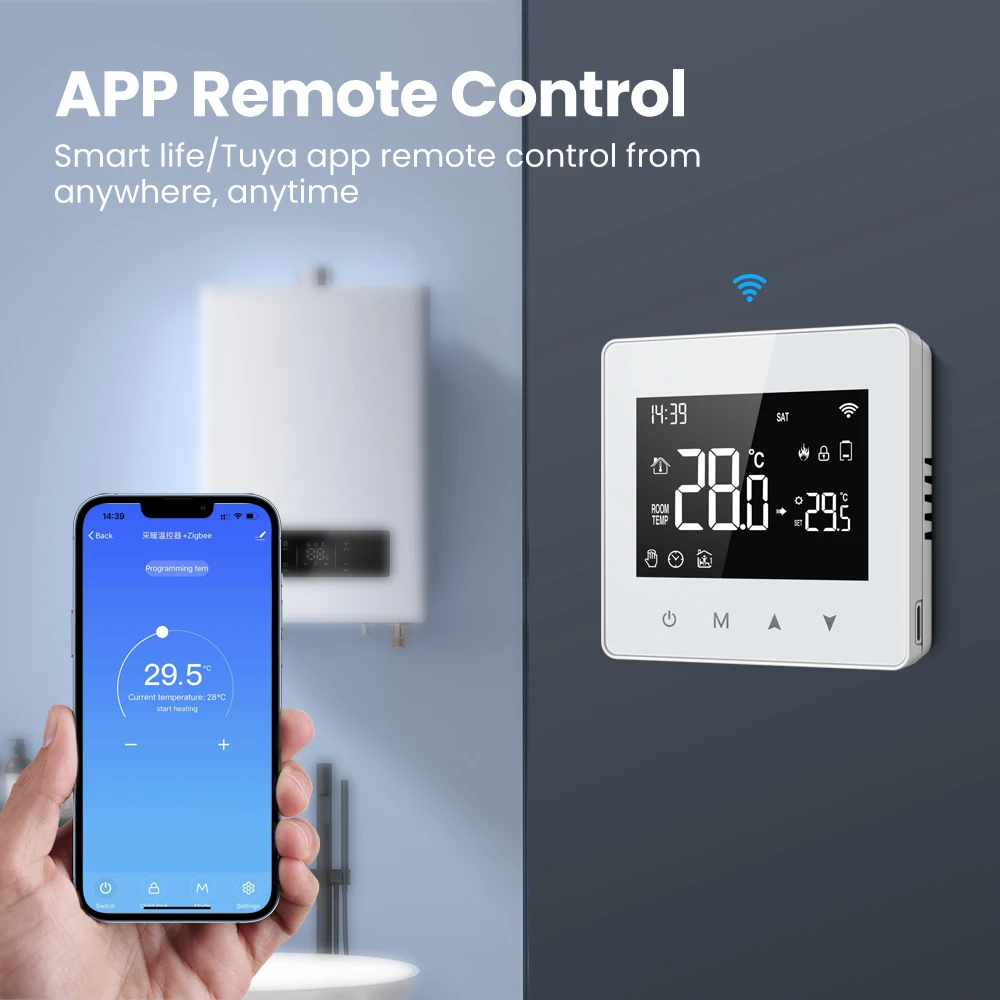 AVATTO Tuya WiFi/ZigBee Slimme Thermostaat, Low Power Batterij Water Gas Boiler Temperatuurregelaar Voor Alexa Google Home Alice