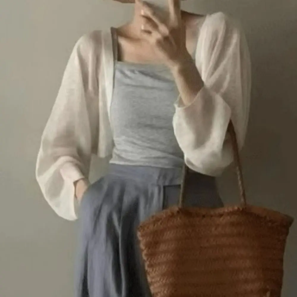 Neue dünne Sonnenschutz-Strickjacke mit Rüschen-Design, langärmelig, Sonnenschutz, Polyester, Sonnenschutz-Kleidung, kurzer Mantel, lässig, Sommer