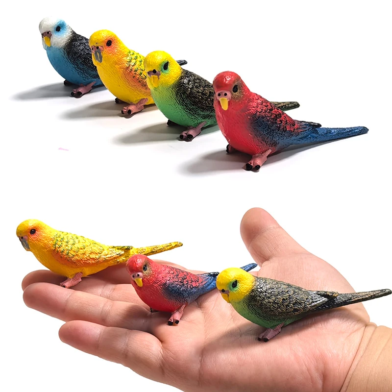 Mini simpatico pappagallo simulato ornamento per bambini giocattolo modello animale PVC plastica artigianale ornamento zoo statua di uccello artificiale casa
