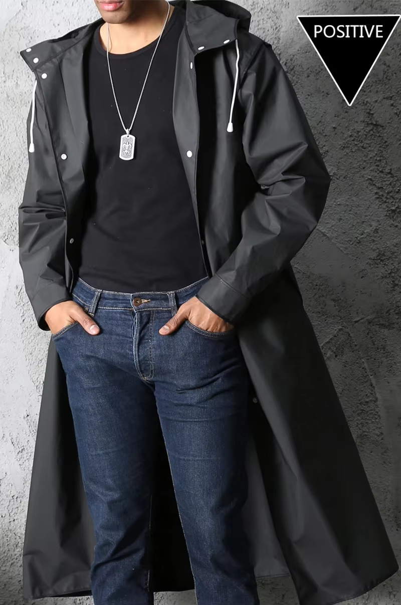 Moda preto adulto blusão estilo impermeável longo capa de chuva das mulheres dos homens com capuz ao ar livre motocicleta, bicicleta, caminhadas, pesca