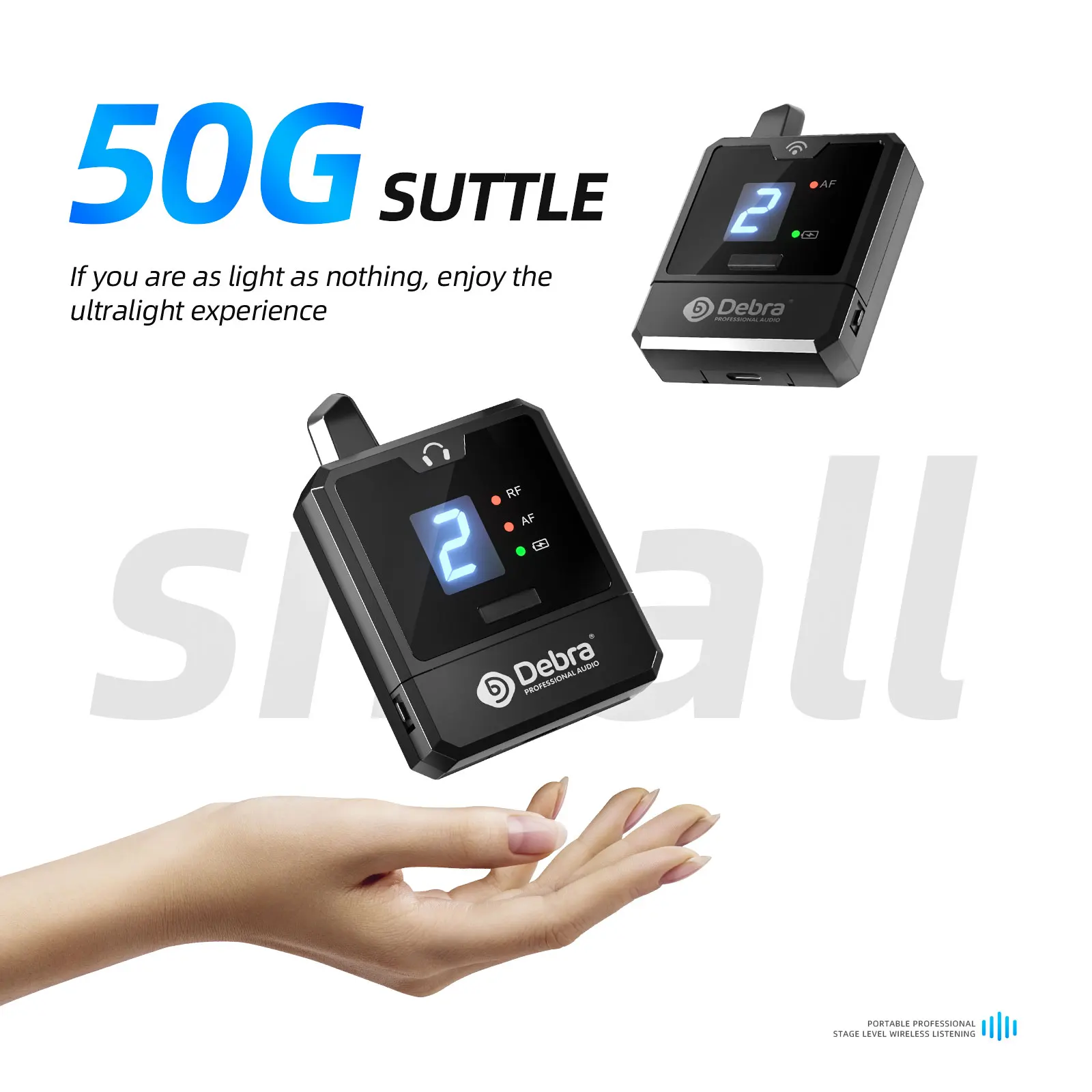 Debra New Protable UHF IEM Wireless In-Ear Monitor System Audio-Mini Rechargeable for Music Audio Monitoring Live Broadcast