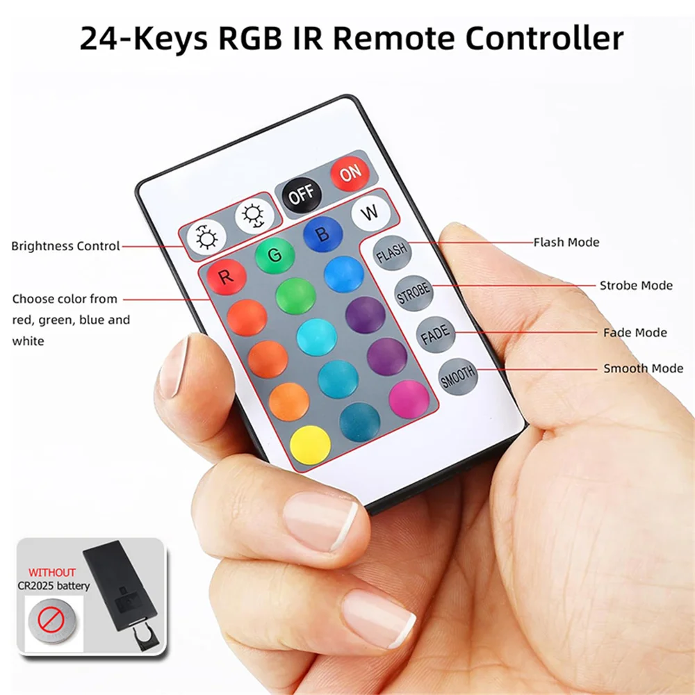 Luzes de tira led 5v usb tiras de luz com 24 teclas remoto rgb mudança de cor luzes para o quarto cozinha festa decoração casa