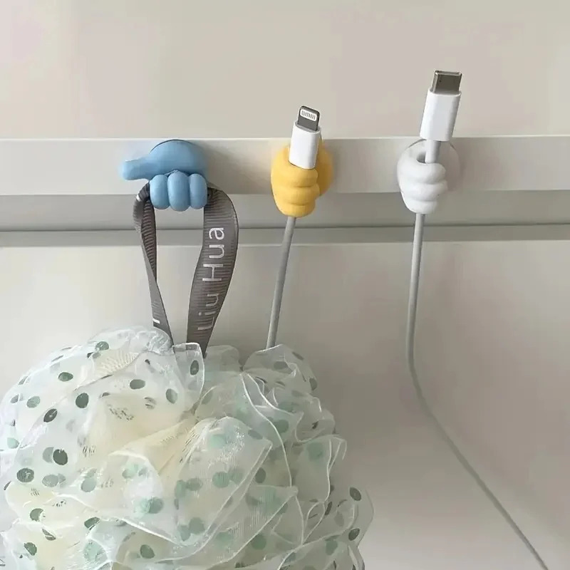 Thumb-shaped Cable Organizer, 10 Pieces, Storage Clips, Adhesive Hooks Without Drilling, Plastic, Perfect