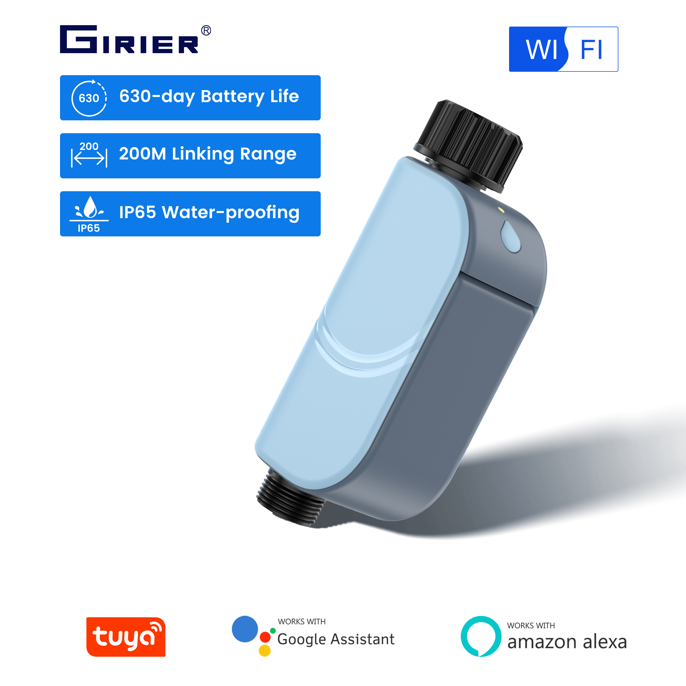 GIRIER Tuya Smart Water Timer WiFi Programmierbarer Sprinkler-Controller für Gartenschlauch-Bewässerung Kein Hub erforderlich Funktioniert mit Alexa