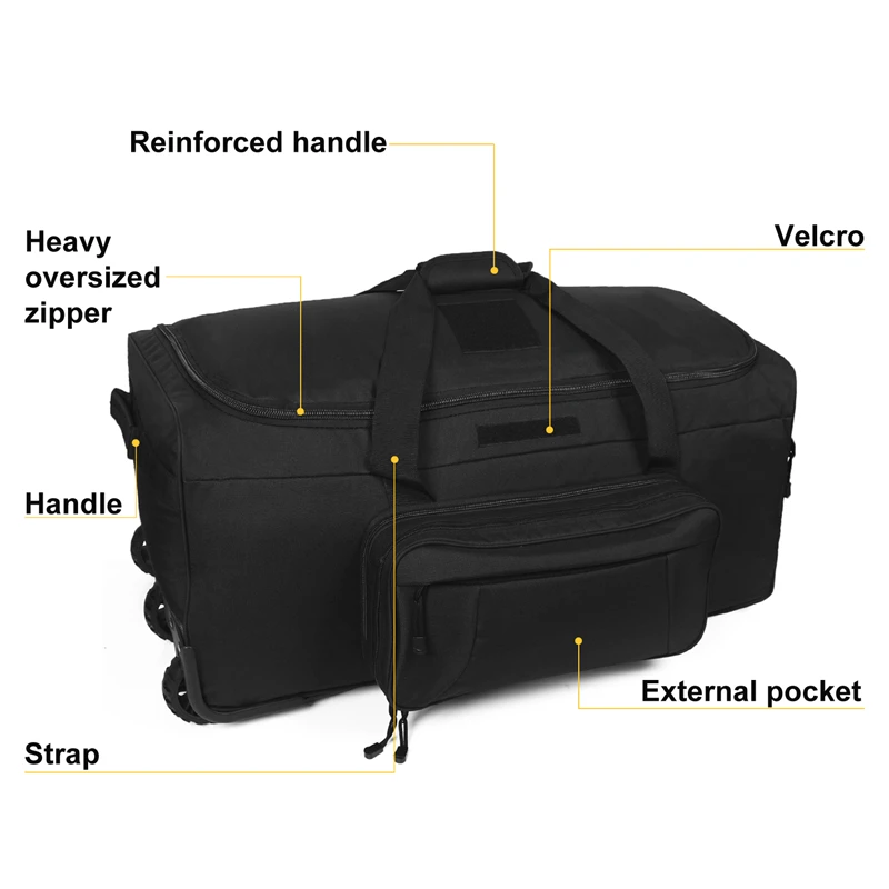 32Inch Dung Lượng Lớn Chiến Thuật Quân Đội Duffel Bag Cán Hành Lý Cho Hạng Nặng Cắm Trại Đi Bộ Đường Dài Hành Lý Du Lịch VaLi 124L