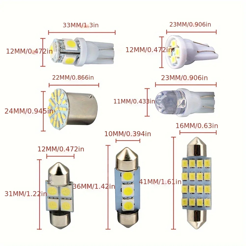 42 pçs led luzes interiores do carro t10 6000k smd led substituição placa de licença/lâmpadas leitura xenon branco interior lâmpadas