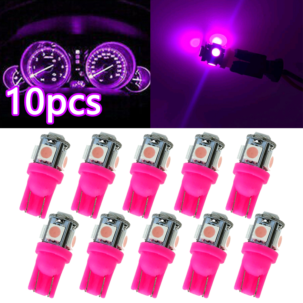 10 Uds. Rosa púrpura T10 158 192 194 168 W5W 5050 SMD 5 LED luces laterales traseras de cuña para coche bombilla cúpula tarjeta de licencia accesorios de luz