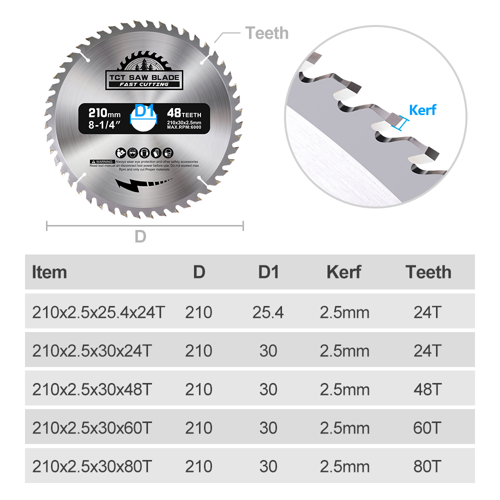 Полотно циркулярной пилы XCAN, 210x30 мм, 24 т, 48 т, 60 т, 80 т