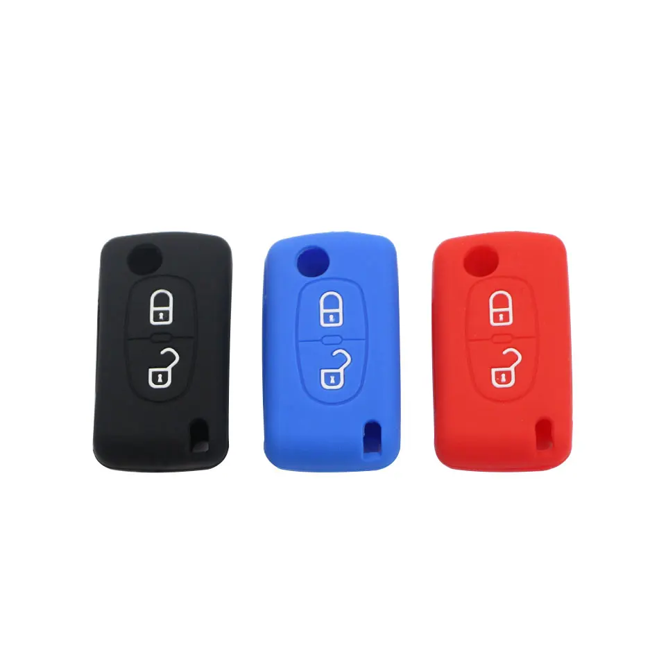 2 Buttons Silicone Car Key Case Cover Flip Remote Car Key Holder Shell Fob for Citroen C2 C3 C4 C8 PEUGEOT 308 207 307 3008 5008