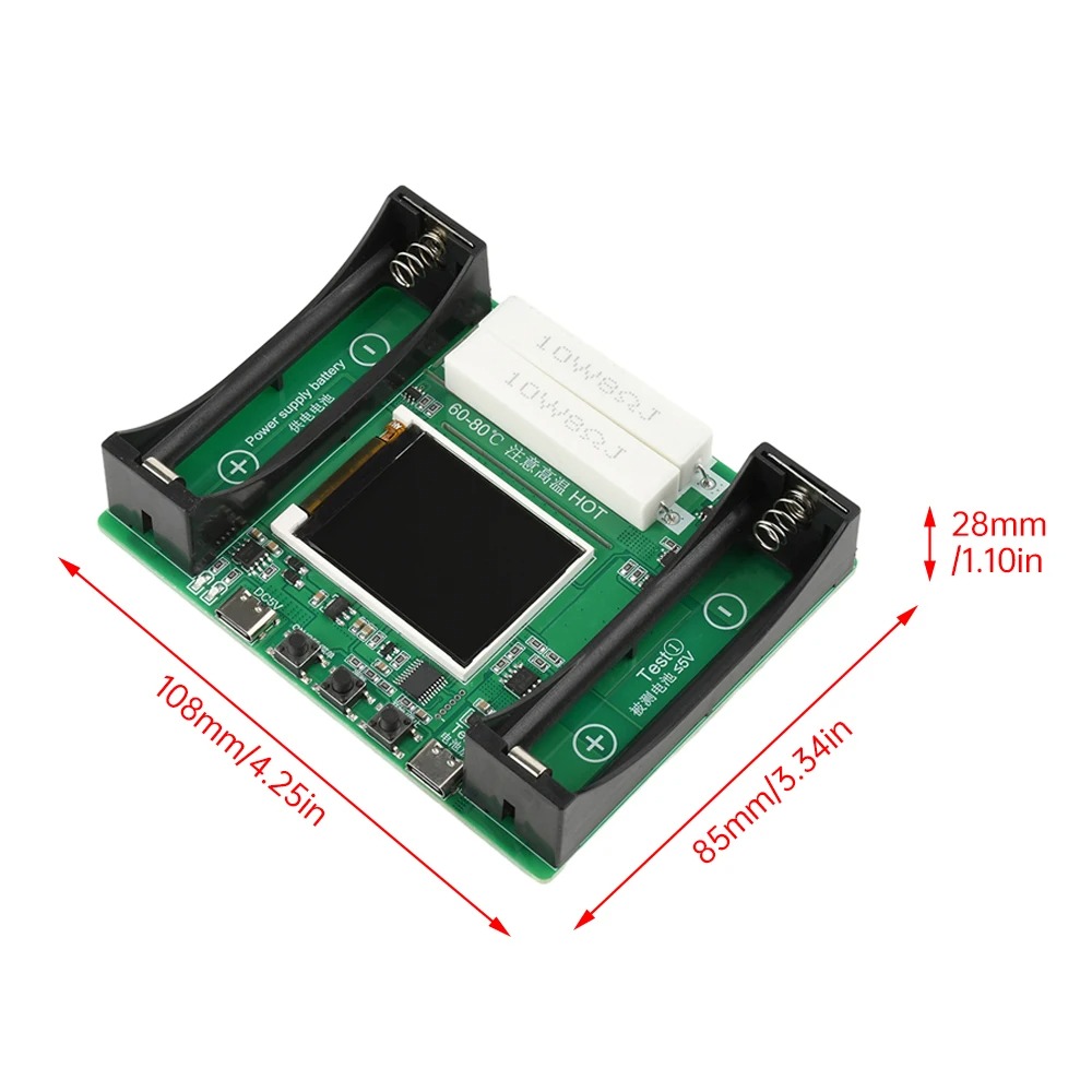18650 แบตเตอรี่ลิเธียมเครื่องทดสอบความจุ MAh MWh ความจุ Division ภายในความต้านทานวัดโมดูล Type-C 18650 เครื่องทดสอบแบตเตอรี่