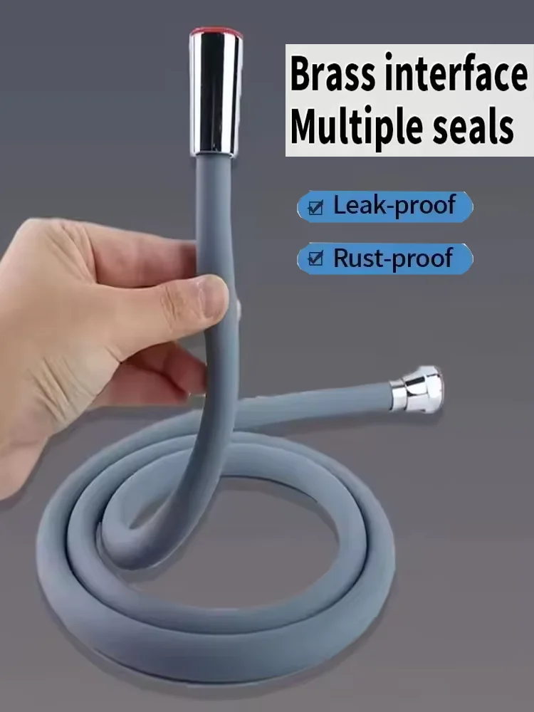 Nueva manguera de cabezal de ducha de silicona de 1,5/2/3M, tubo Flexible antibobinado, potente tubo de ducha de alta presión, accesorios para grifos de baño
